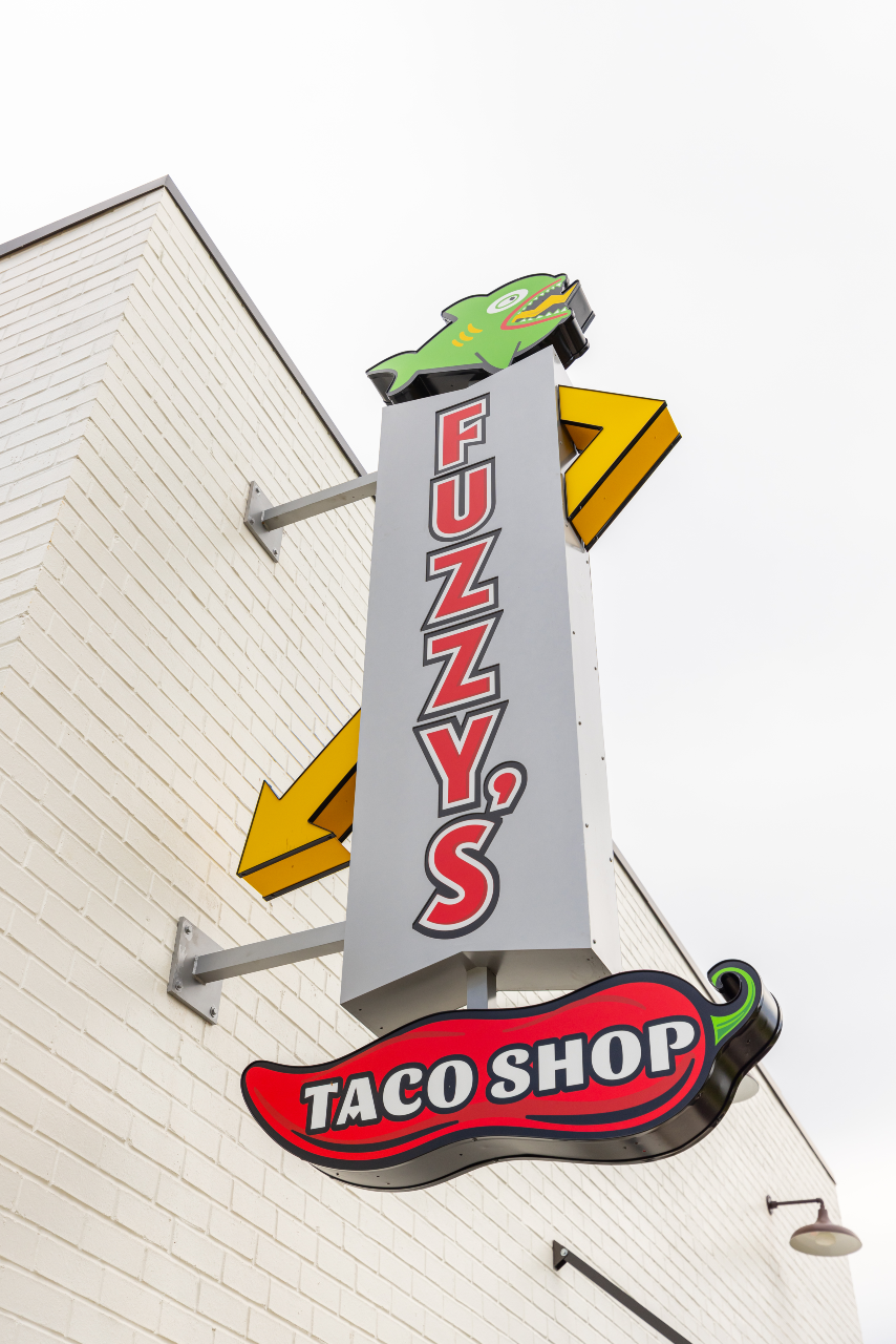 Image of a fuzzy's taco shop restaurant sign